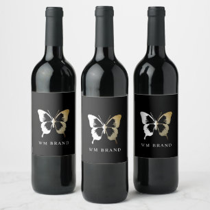 Rótulo De Garrafa De Cerveja Rótulo de Vinho com Logotipo de Borboleta Grunge e