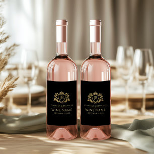 Rótulo De Garrafa De Cerveja Rótulo de Vinho com Moldura de Crista de Ouro Eleg