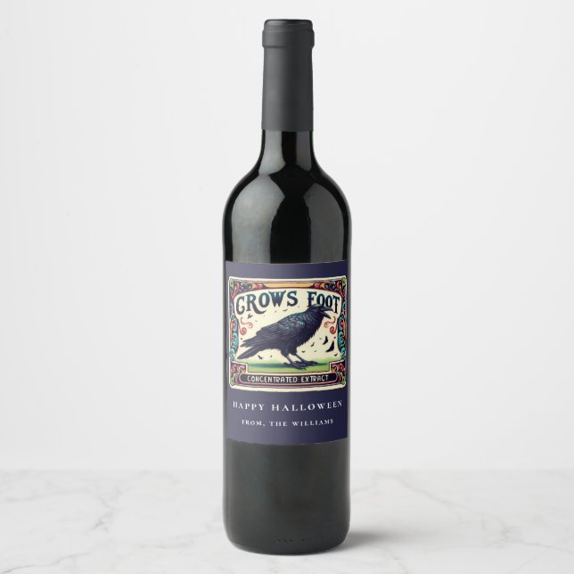 Rótulo De Garrafa De Cerveja Rótulo de Vinho Corvo Negro do Potion Índigo de Ha (Frente)