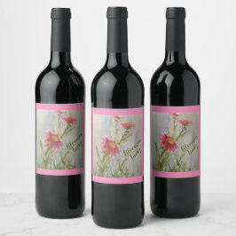 Rótulo De Garrafa De Cerveja Rótulo de Vinho Daises Rosa