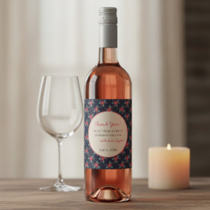 Rótulo De Garrafa De Cerveja Rótulo de Vinho de Agradecimento Floral Personaliz