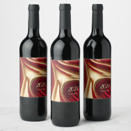 Rótulo De Garrafa De Cerveja Rótulo de Vinho de Ano Novo - Vermelho e Dourado-