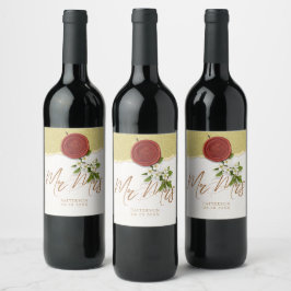 Rótulo De Garrafa De Cerveja Rótulo de Vinho de Casamento com Selo Vermelho