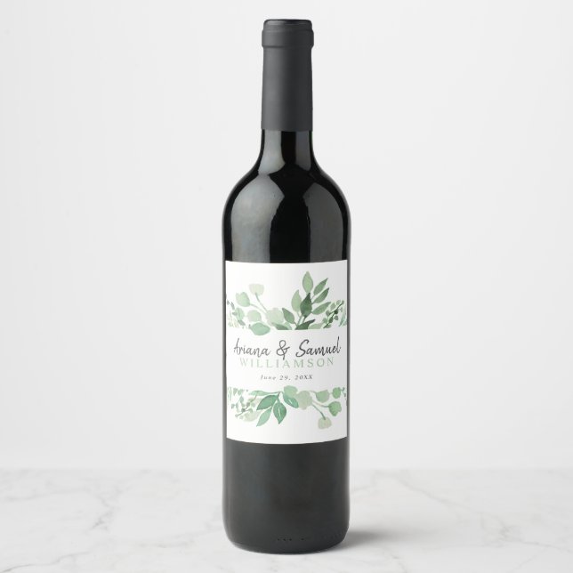 Rótulo De Garrafa De Cerveja Rótulo de Vinho de Casamento com Vegetação Luxuria (Frente)