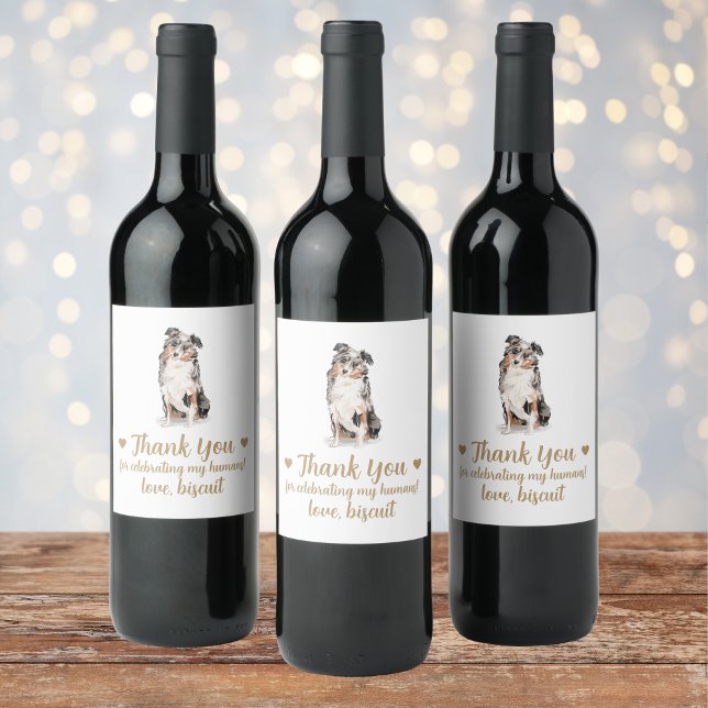 Rótulo De Garrafa De Cerveja Rótulo de Vinho de Casamento de Cães Personalizado (Criador carregado)