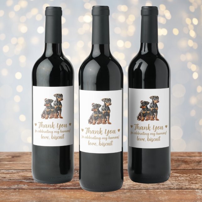 Rótulo De Garrafa De Cerveja Rótulo de Vinho de Casamento de Cães Personalizado (Criador carregado)