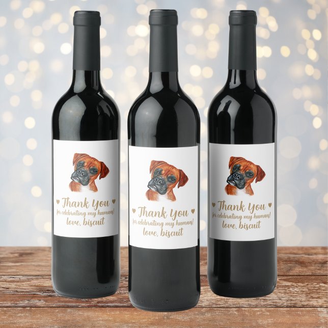 Rótulo De Garrafa De Cerveja Rótulo de Vinho de Casamento de Cães Personalizado (Criador carregado)