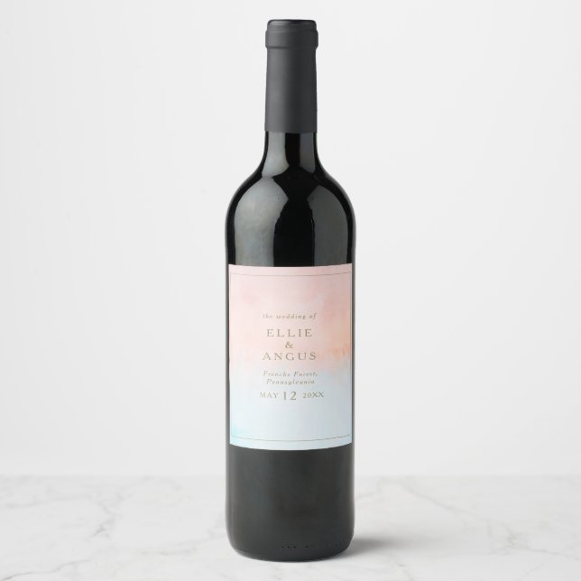 Rótulo De Garrafa De Cerveja Rótulo de Vinho de Casamento de Cores de Água dos  (Frente)
