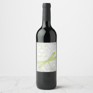 Rótulo De Garrafa De Cerveja Rótulo de Vinho de Casamento de Dragonfly Verde
