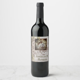 Rótulo De Garrafa De Cerveja Rótulo de Vinho de Casamento de Madeira Rústica e