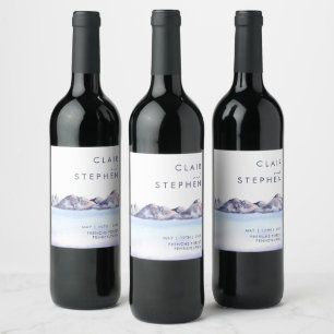 Rótulo De Garrafa De Cerveja Rótulo de Vinho de Casamento de Montanha de inver