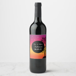 Rótulo De Garrafa De Cerveja Rótulo de Vinho de Casamento de Palmeira Tropical 