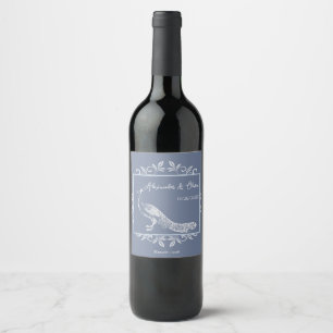 Rótulo De Garrafa De Cerveja Rótulo de Vinho de Casamento de Peacock Azul Dusty