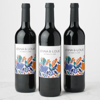 Rótulo De Garrafa De Cerveja Rótulo de Vinho de Casamento de Sangue Floral Vibr