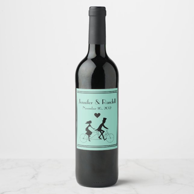 Rótulo De Garrafa De Cerveja Rótulo de Vinho de Casamento de Tandem Bike (Frente)