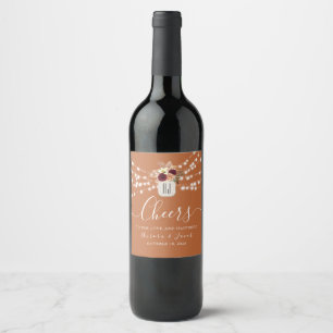 Rótulo De Garrafa De Cerveja Rótulo de Vinho de Casamento de Terracota