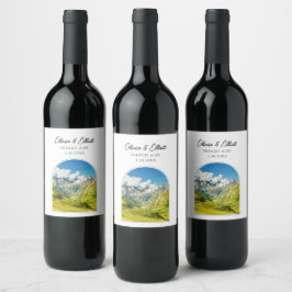 Rótulo De Garrafa De Cerveja Rótulo de Vinho de Casamento dos Alpes Franceses
