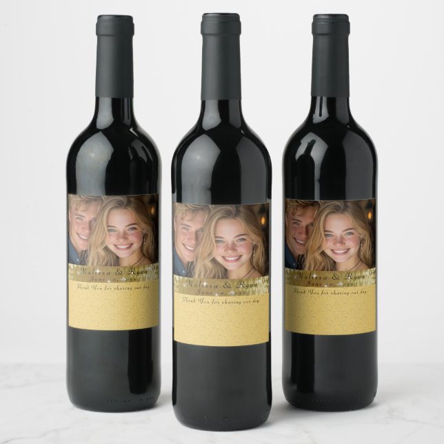 Rótulo De Garrafa De Cerveja Rótulo de Vinho de Casamento Dourado Adicione Sua  (Garrafas)