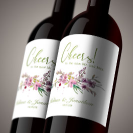 Rótulo De Garrafa De Cerveja Rótulo de Vinho de Casamento Floral Rosa Cerejeira
