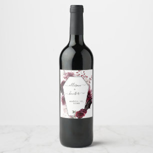 Rótulo De Garrafa De Cerveja Rótulo de Vinho de Casamento Framboçado Floral