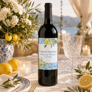 Rótulo De Garrafa De Cerveja Rótulo de Vinho de Casamento Limão Mediterrâneo