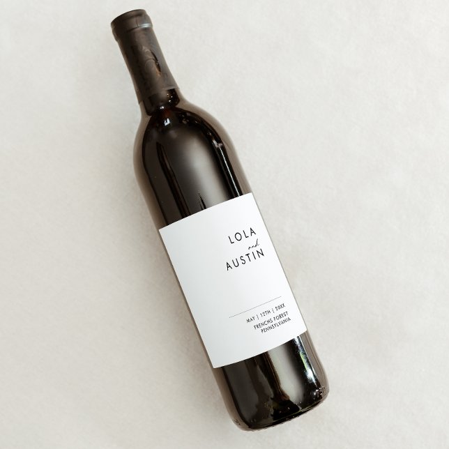 Rótulo De Garrafa De Cerveja Rótulo de Vinho de Casamento Minimalista Moderno (Criador carregado)