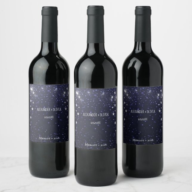 Rótulo De Garrafa De Cerveja Rótulo de Vinho de Casamento Noturno Estrelado (Garrafas)