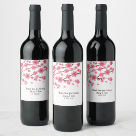 Rótulo De Garrafa De Cerveja Rótulo de Vinho de Casamento Rosa Pétalas de Árvor
