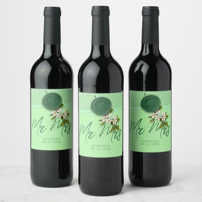 Rótulo De Garrafa De Cerveja Rótulo de Vinho de Casamento Selo Verde (Garrafas)