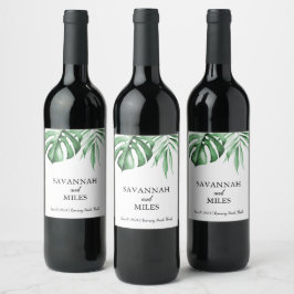 Rótulo De Garrafa De Cerveja Rótulo de Vinho de Casamento Verde Tropical