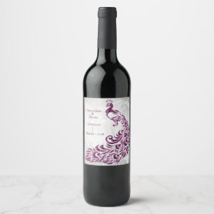 Rótulo De Garrafa De Cerveja Rótulo de Vinho de Casinha de Pavão Magenta