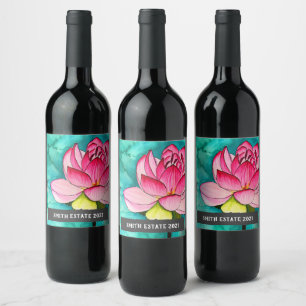 Rótulo De Garrafa De Cerveja Rótulo de vinho de cor aquosa do Lotus