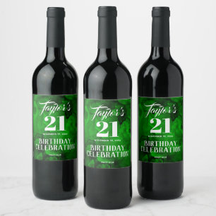 Rótulo De Garrafa De Cerveja Rótulo de Vinho de Cor Verde a Verde aniversário d