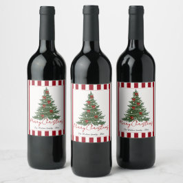 Rótulo De Garrafa De Cerveja Rótulo de vinho de festa de árvore de Natal com la
