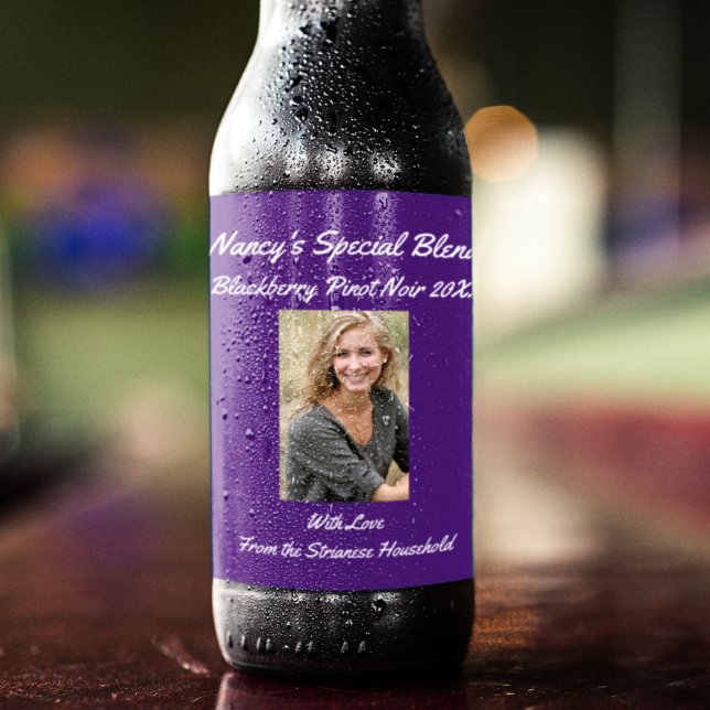 Rótulo De Garrafa De Cerveja Rótulo de Vinho de Festa Roxa Personalizada (Criador carregado)