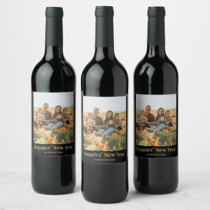 Rótulo De Garrafa De Cerveja Rótulo de Vinho de Foto Preto e Dourado Ano Novo F