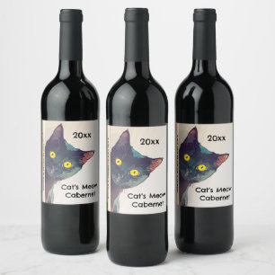Rótulo De Garrafa De Cerveja Rótulo de Vinho de Gato de Ervilha
