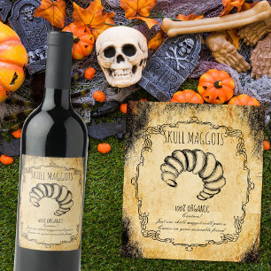 Rótulo De Garrafa De Cerveja Rótulo de Vinho de Halloween Caveira e Verme da Fa