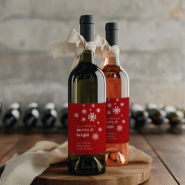 Rótulo De Garrafa De Cerveja Rótulo de Vinho de Natal com Flocos de Neve Vermel