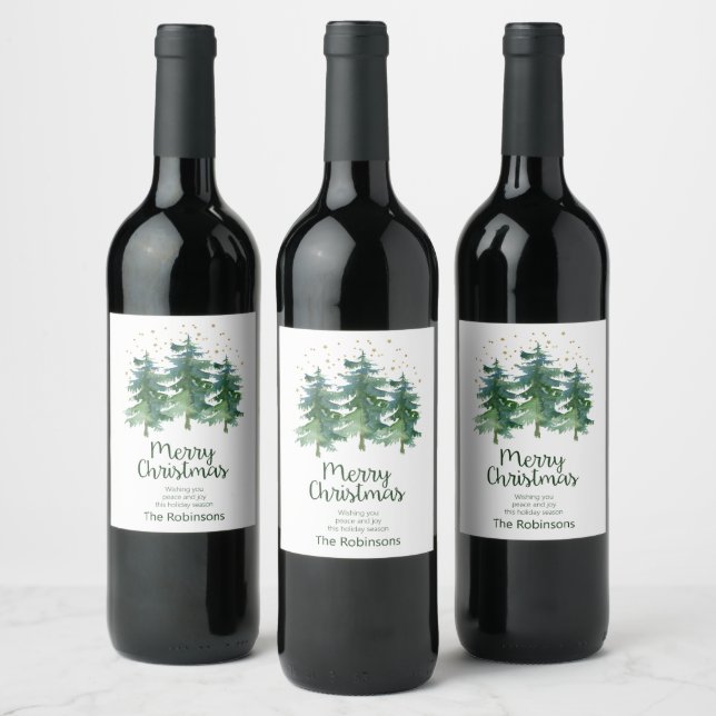 Rótulo De Garrafa De Cerveja Rótulo de Vinho de Natal da Floresta de inverno (Garrafas)