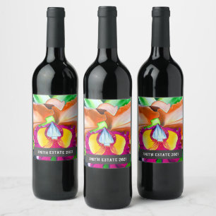 Rótulo De Garrafa De Cerveja Rótulo de vinho de orquídea tropical