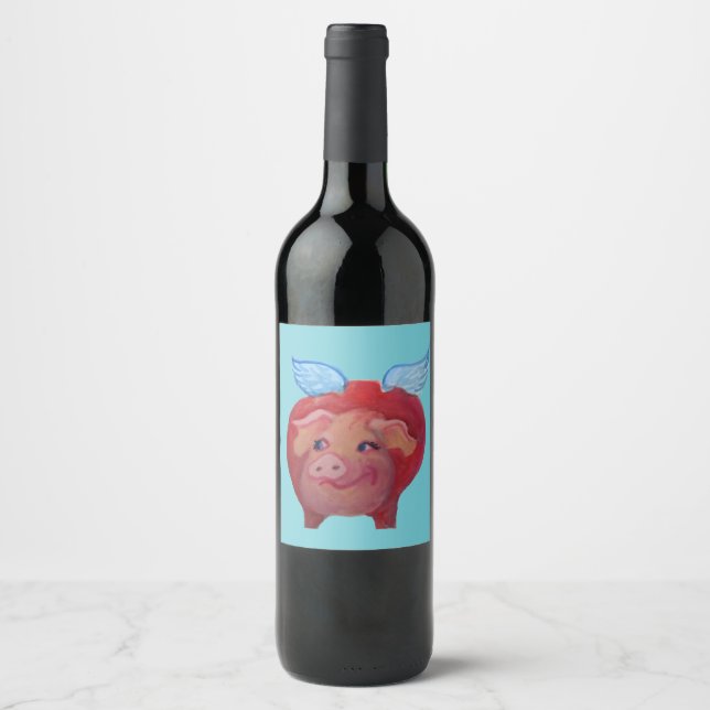Rótulo De Garrafa De Cerveja rótulo de vinho de porco que voa e gordo (Frente)