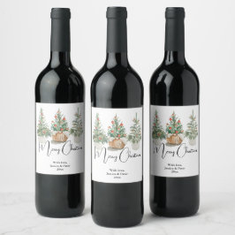 Rótulo De Garrafa De Cerveja Rótulo de vinho de saudações de árvore de Natal tr