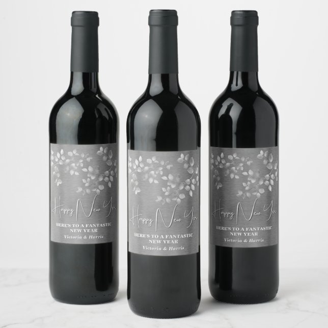 Rótulo De Garrafa De Cerveja Rótulo de Vinho de Véspera de ano novo Floral de P (Garrafas)