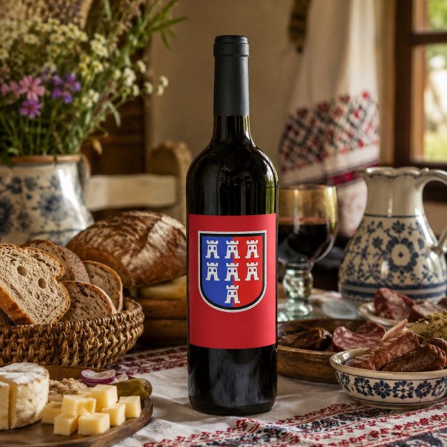 Rótulo De Garrafa De Cerveja rótulo de vinho do brasão dos saxões da Transilvân (Criador carregado)