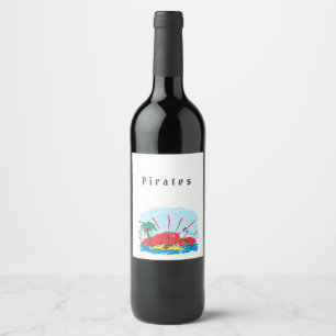 Rótulo De Garrafa De Cerveja Rótulo de Vinho do Navio Pirata da Ilha do Tesouro