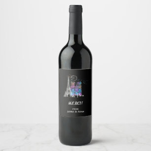 Rótulo De Garrafa De Cerveja Rótulo de Vinho do Obrigado Arco-Íris Paris Eiffel