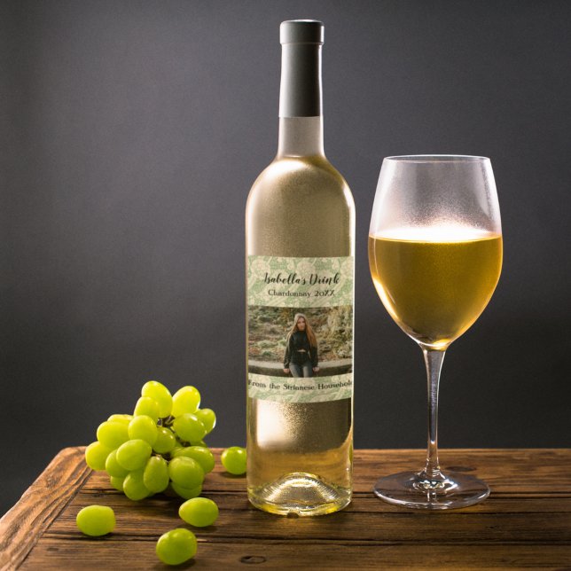 Rótulo De Garrafa De Cerveja Rótulo de Vinho do País de Foto Verde Personalizad (Criador carregado)