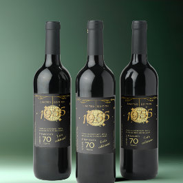 Rótulo De Garrafa De Cerveja Rótulo de vinho elegante para festa de 70 anos de 