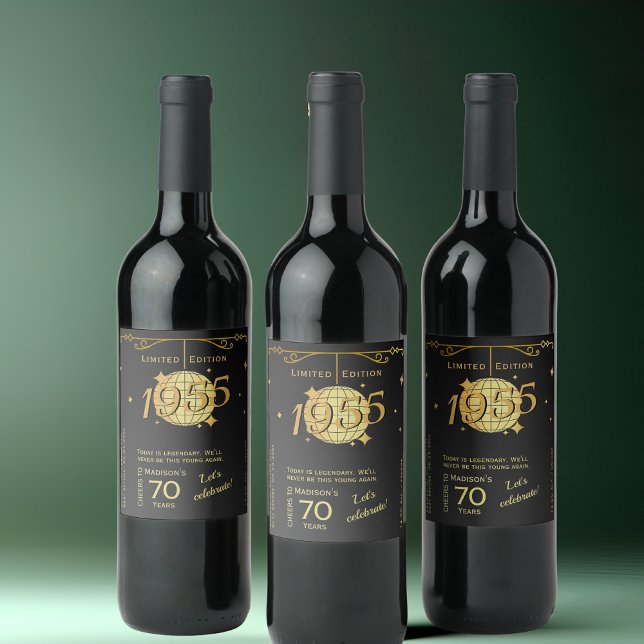 Rótulo De Garrafa De Cerveja Rótulo de vinho elegante para festa de 70 anos de  (Criador carregado)